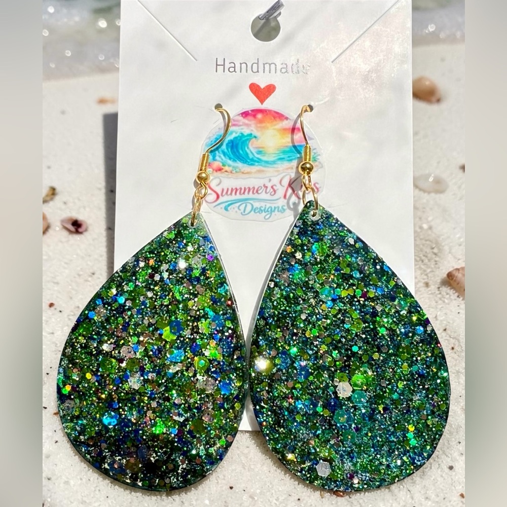 handmade resin Deep Sea Bioluminescence collection!  Gorgeous sparkly earrings!